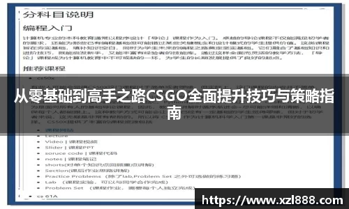 从零基础到高手之路CSGO全面提升技巧与策略指南